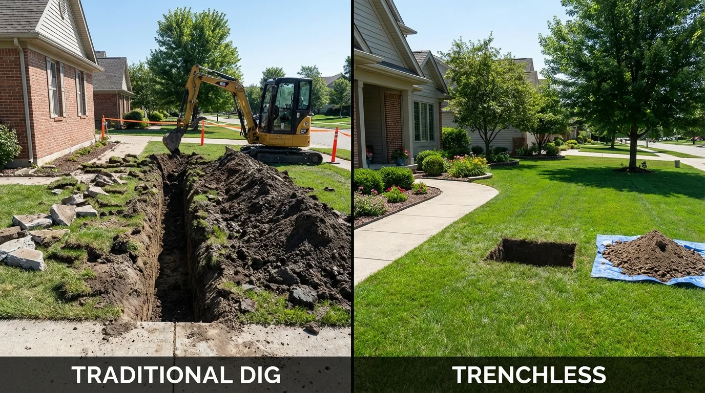Trenchless sewer repair with minimal yard damage versus traditional excavation in Itta Bena, MS